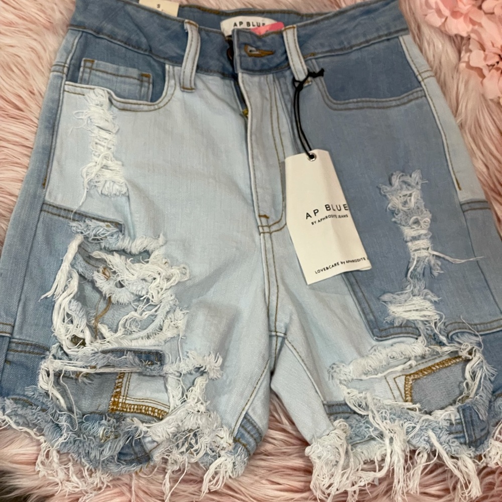 NWT AP blue distressed shorts by aphrodite jeans